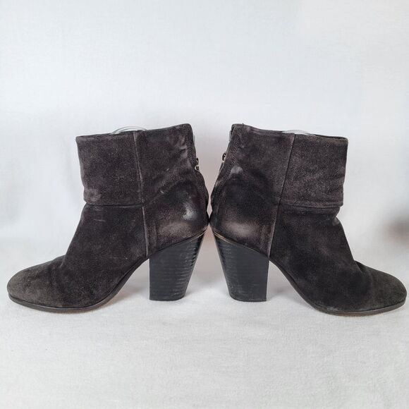 Rag & Bone Womens Newbury Bootie Size 7 Black Suede Heels Zip Grunge Distressed - Picture 3 of 11